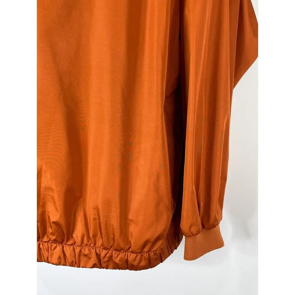 FootJoy Long Sleeve Golf Pullover Sz Large Windbreaker V Neck Jacket Rusty Orang